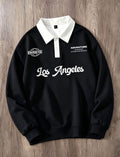 Sudadera Negra con Cuello Blanco de Botones Talla L